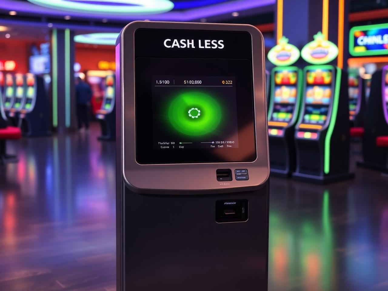 Cashless gaming kiosk with touchscreen and card reader