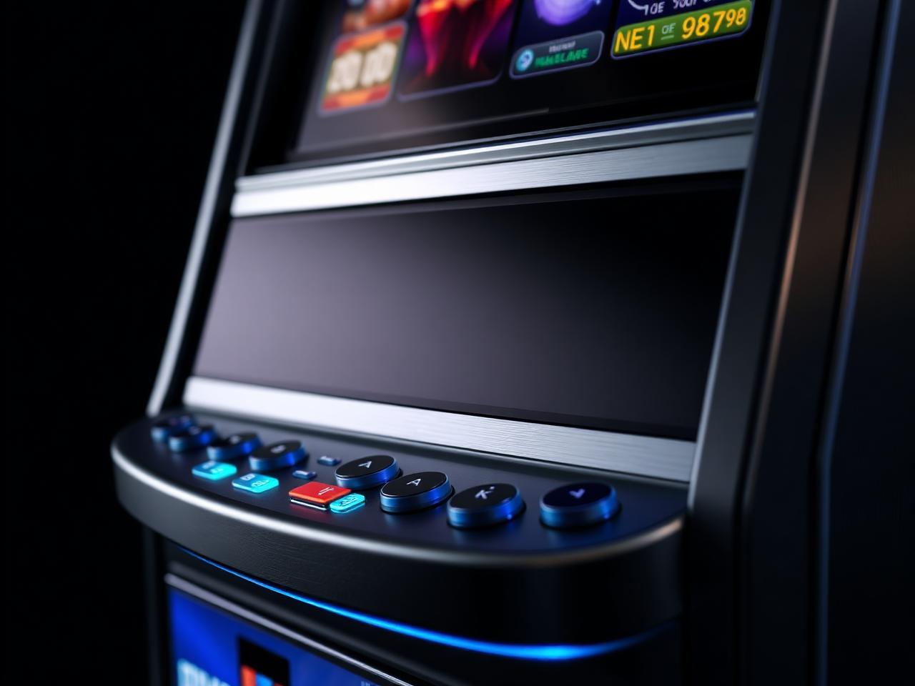 Curved dual-screen slot cabinet with brushed aluminium chassis